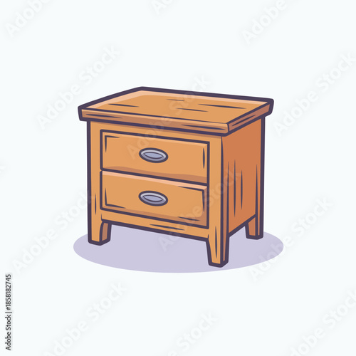 This simple yet elegant wooden nightstand features two drawers and a natural finish, perfectly designed to complement any bedroom decor while adding functionality and charm.