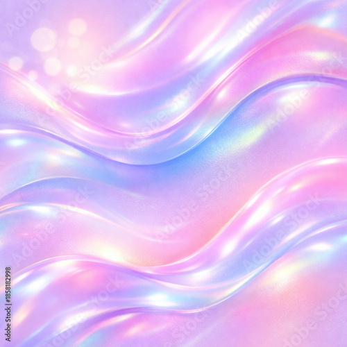Pastel Holographic Wave Background with Iridescent Gradient and Soft Light.