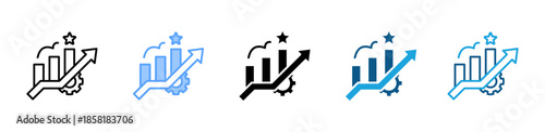 Successful Strategy icon set multiple style collection