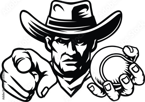 A cowboy man tennis ball cowboys sports team mascot