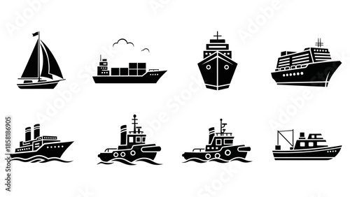 Collection of various boat types.