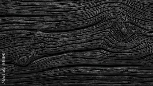 Monochrome Dark Wood Grain Texture Pattern with Abstract Lines in Macro Photography for Natural Background and Dark Surface Material