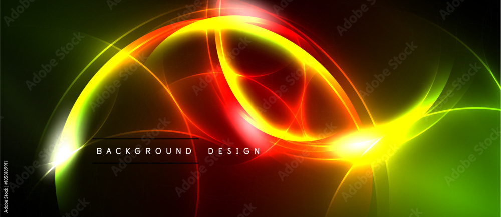 Fotografie Bright neon lines form abstract shapes