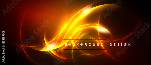 Bright orange, red energy flows. Abstract lines create dynamic visual effect. Dark background emphasizes glowing elements. Modern design.