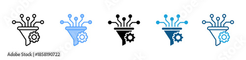 Data Filtering icon set multiple style collection