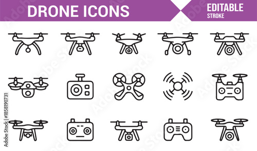 Aerial drone technology and UAV icons