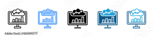 Cloud Analytics icon set multiple style collection