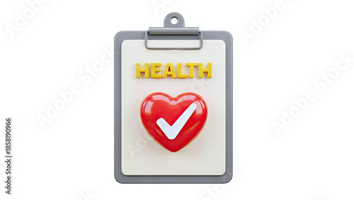 Clipboard with Health Symbol and Checkmark