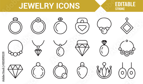 Modern jewelry and fashion accessory icons
