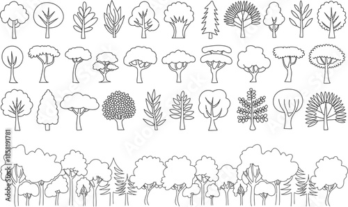 Adobe Illustrator Artwork trees set on transparent background vector