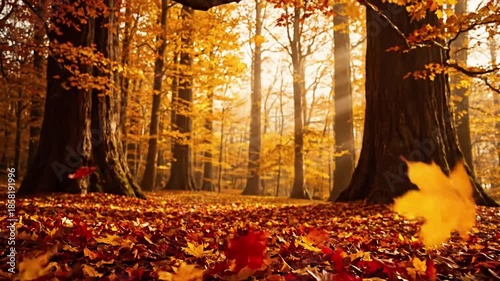 Autumn Forest: A Swirling Dance of Crimson, Orange, and Gold