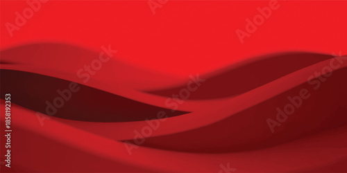 Flowing red silk and satin fabric texture creates a soft, elegant background with abstract waves and light