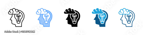 Creative Thinking icon set multiple style collection