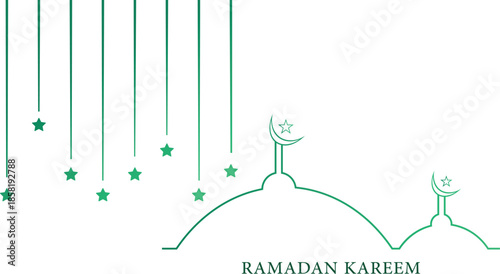 Abstract art with green lines and shapes on white background