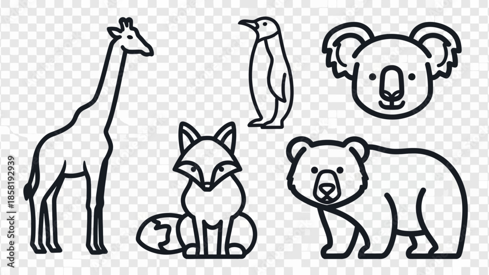 Obraz premium Cute Animal Set Illustration for Kids and Creative Design