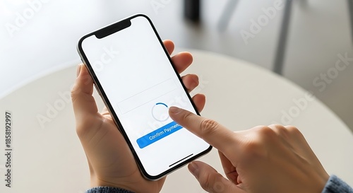 Person Confirming Payment on Smartphone Screen