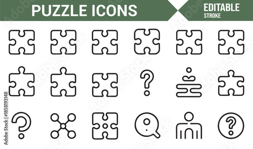 Business problem solving puzzle icons