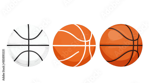 Basketball Vector Illustration Set in Flat Design Style