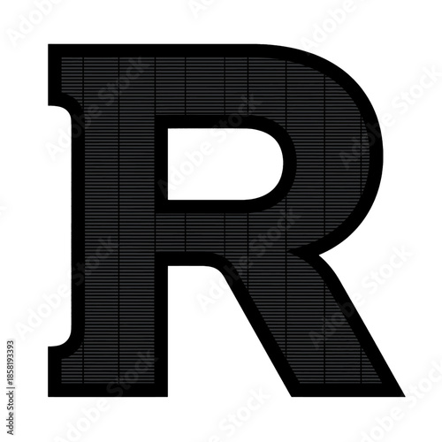 Black Typographic Symbol Letter R Illustration