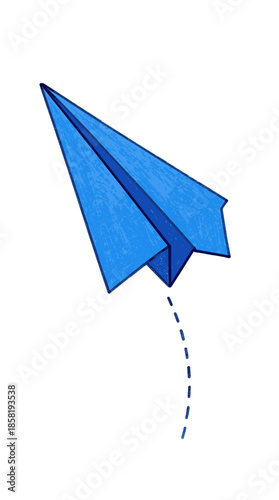 Blue Paper Airplane Vector Illustration
