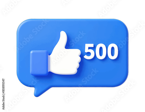Blue Thumbs Up Like Icon with Text 500