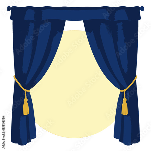 Blue Theater Curtains with Gold Tassels Illustration
