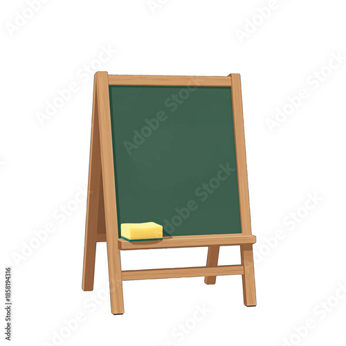 Green Chalkboard With Wooden Frame and Chalk Illustration