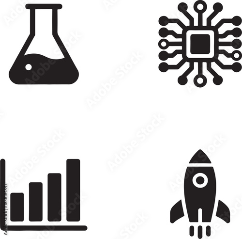 set of laboratory equipment icons