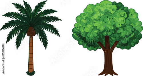 set of trees silhouettes