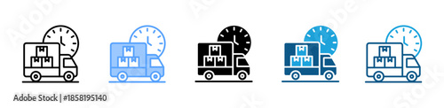 Delivery Truck icon set multiple style collection