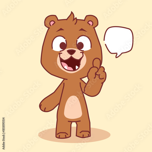 Cute Bear Cartoon Illustration Talking Gesture Vector