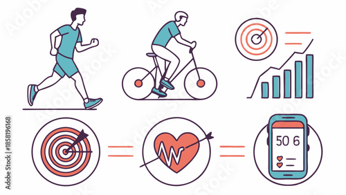 Digital Health App Tracking Fitness Goals and Monetary Rewards Running Cycling Data Visualization