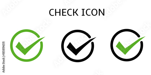 Check marks set icon. Tick, checkbox, flag, right, correct answer, option, document, questionnaire, survey. Business concept. Vector line icon for Business and Advertising. Check icon
