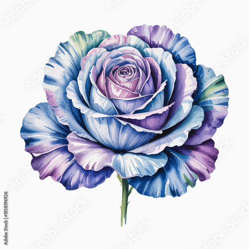 A stunning purple rose with intricate petals showcases elegance and beauty, representing nature's artistry and the allure of floral designs in soft pastel shades.