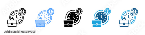 Working Hours icon set multiple style collection