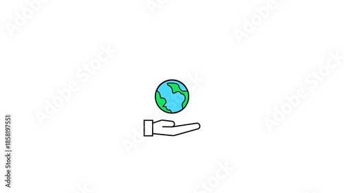 animated earth and hand icon symbolizing protection and concern for the environment