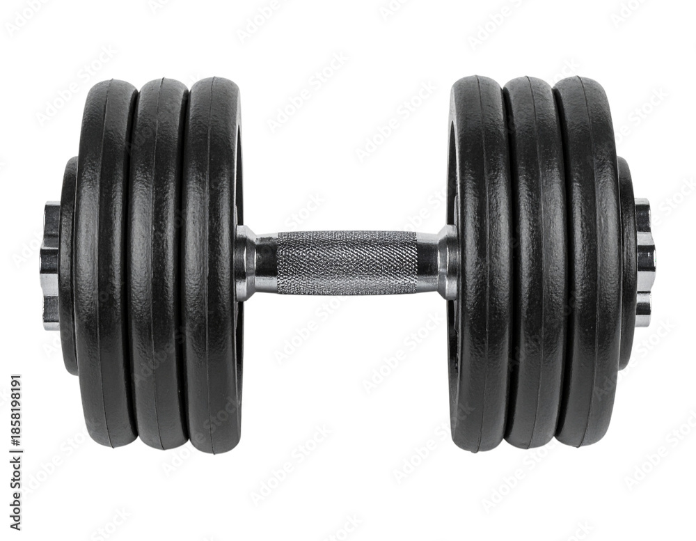 Fototapeta premium Adjustable dumbbell fitness equipment for strength training, isolated on white and transparent background (PNG)