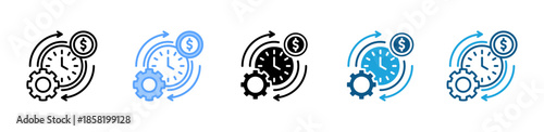 Time Management icon set multiple style collection