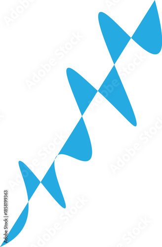 Abstract Blue Geometric Wave: Stylized Helix and Fluid Motion Designt