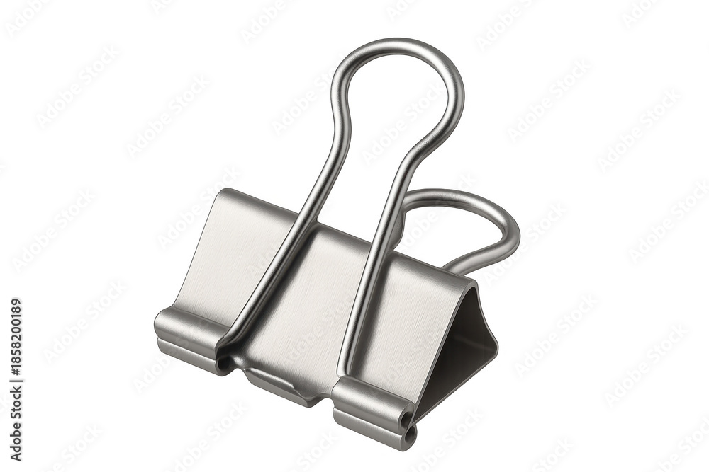 Fototapeta premium Silver binder clip holding papers for organization