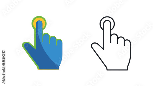 Two hand icons demonstrating a clicking or pointing action in different styles