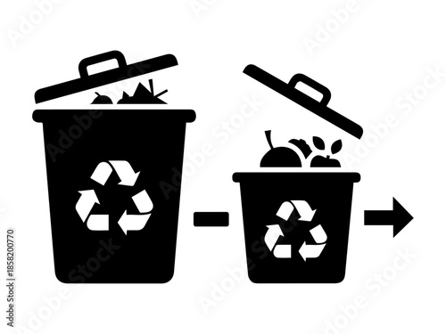 Recycle bins with waste sorting icons isolated on white background