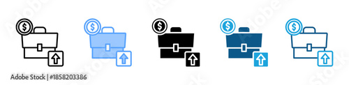 Growth Briefcase icon set multiple style collection