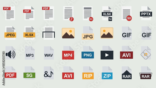 Collection of Various File Format Icons.