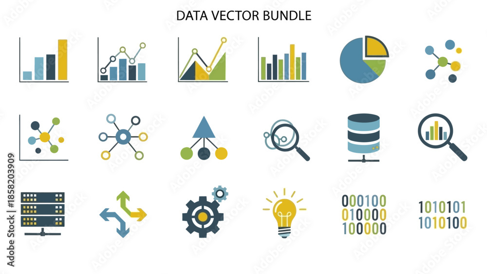 Fototapeta premium Data Analysis Icons and Graphics Collection.