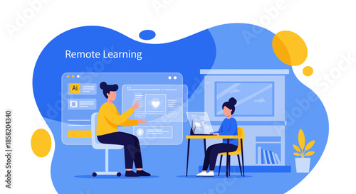 Students engaging in remote learning with digital tools and technology