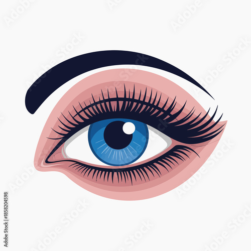 A vivid illustration of a stylized eye featuring a bright blue iris, highlighting beauty and expressiveness, often used in artistic contexts to signify vision and perception.