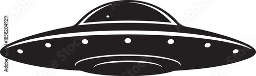 UFO Spaceship Silhouette Flying Horizontally Side View