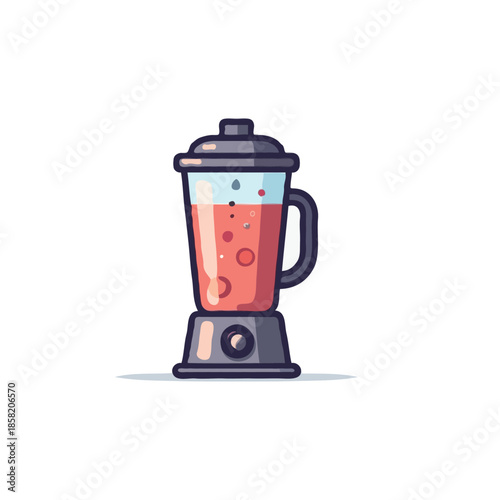 Illustration of a vibrant smoothie being blended in a stylish electric blender on white background