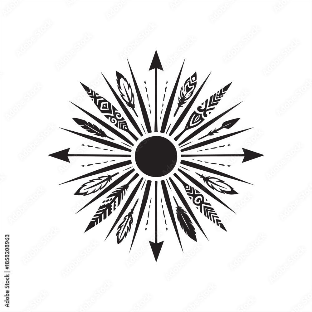 Fototapeta premium Radiant sunburst mandala sacred geometry vector illustration